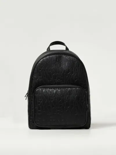 Armani Exchange Debossed-logo Pocket Backpack In Black