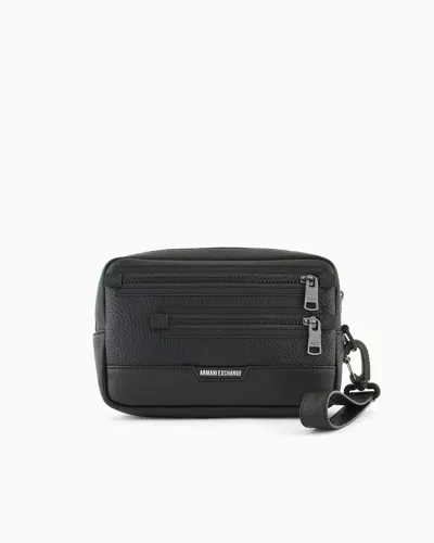 Armani Exchange Beauty Case With External Lace In Recycled Material Asv In Black