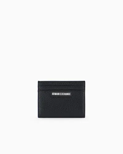 Armani Exchange Card Holder With Logo Plate In Recycled Asv Material In Black