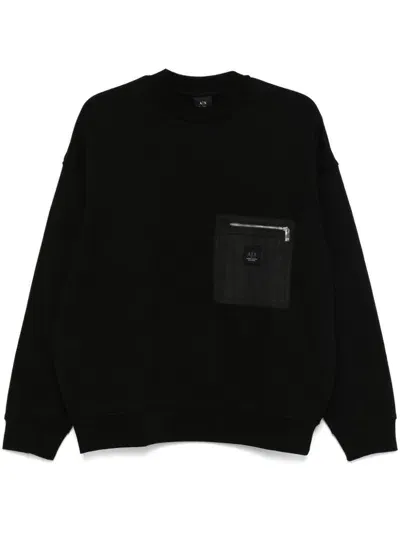 Armani Exchange Chest-pocket Sweatshirt In Black