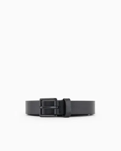 Armani Exchange Coated Leather Belt In Black