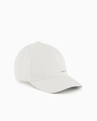 Armani Exchange Cotton Twill Logo Baseball Cap In White