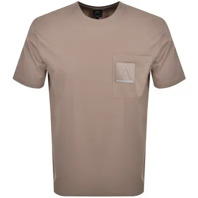 Armani Exchange Crew Neck Logo T Shirt Brown