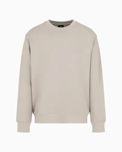 Armani Exchange Crewneck Sweatshirt With Maxi Print On The Back In Asv Cotton In Neutral