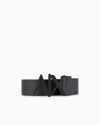 Armani Exchange Double-sided Leather Belt In Black