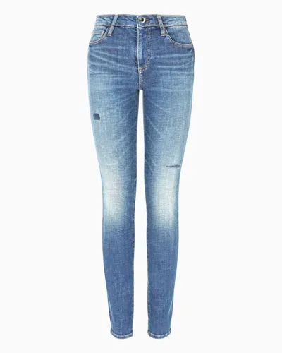 Armani Exchange J69 Super Skinny Lift Up Jeans In Indigo Denim In Blue