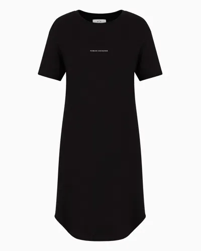 Armani Exchange Jersey T-dress With Embossed Logo In Black