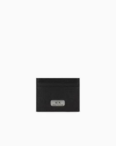 Armani Exchange Leather Card Holder In Black