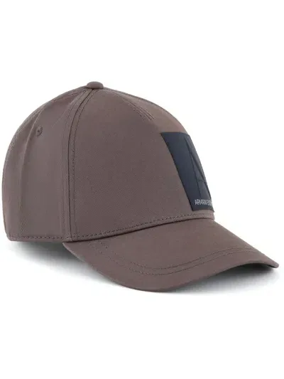 Armani Exchange Logo-appliqué Cap In Brown