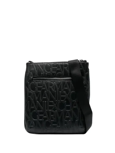 Armani Exchange Embossed-logo Messenger Bag In Black