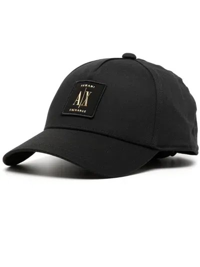 Armani Exchange Logo-patch Baseball Cap In Black