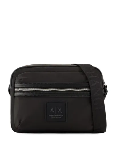 Armani Exchange Logo-patch Messenger Bag In Black