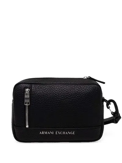 Armani Exchange Logo-plaque Wash Bag In Black