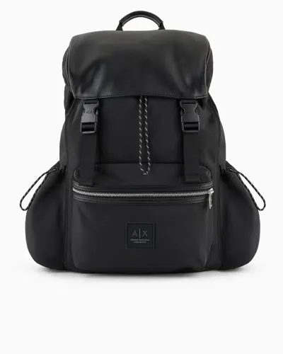 Armani Exchange Maxi Nylon Backpack In Black