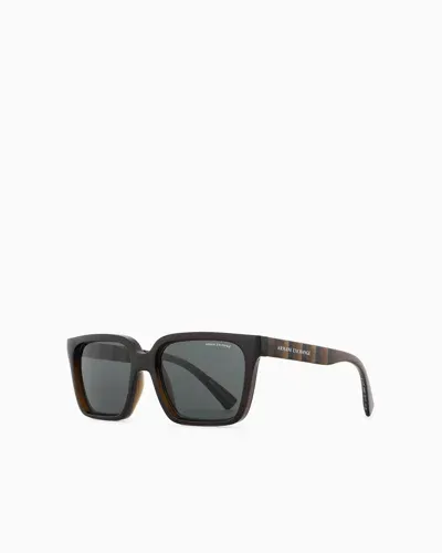 Armani Exchange Men's Rectangular Shaped Sunglasses In Black