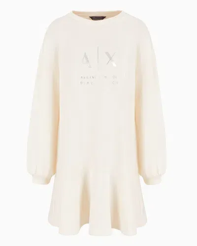 Armani Exchange Oversized Dress With Soft Bottom And Metal Logo Print In Neutral