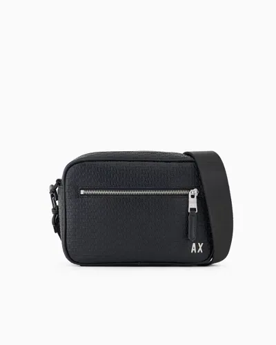 Armani Exchange Shoulder Bag With Allover Monogram Logo In Black