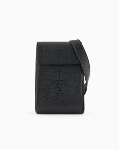 Armani Exchange Shoulder Cell Phone Holder In Garnet Material With Logo In Black