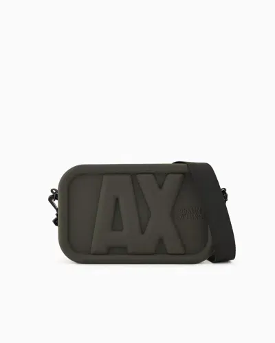 Armani Exchange Silicone Crossbody Bag With Embossed Logo In Green