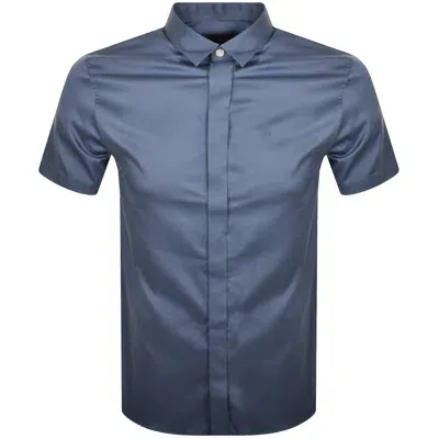 Armani Exchange Slim Fit Short Sleeved Shirt Blue