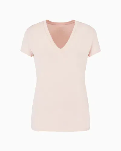 Armani Exchange Slim Fit T-shirt In Pima Cotton Jersey In Pink