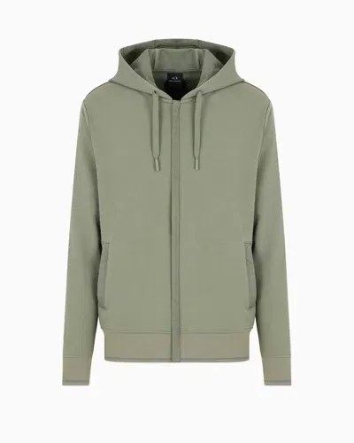 Armani Exchange Stretch Fabric Zip-up Sweatshirt In Green