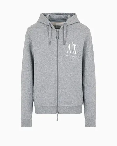 Armani Exchange Stretch Fabric Zip-up Sweatshirt In Gray