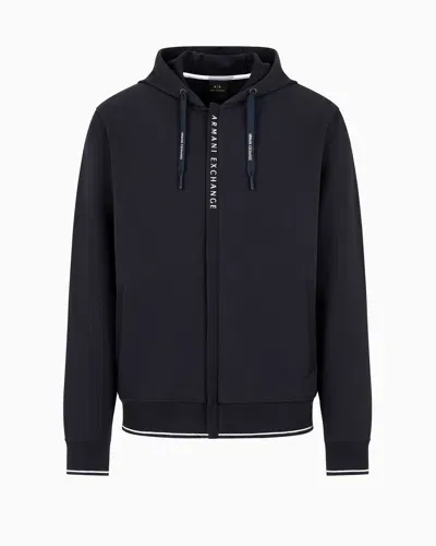 Armani Exchange Stretch Fabric Zip-up Sweatshirt In Navy_blue