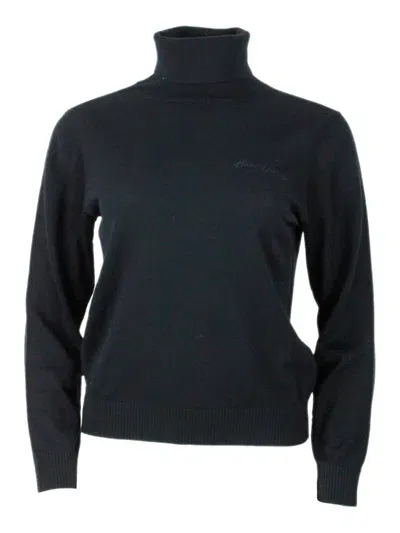 Armani Exchange Turtleneck Knitted Jumper In Black