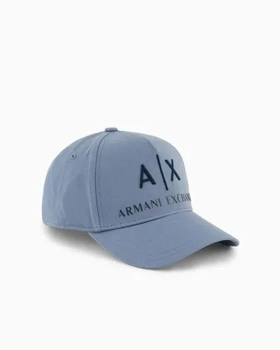 Armani Exchange Visor Cap With Logo In Blue