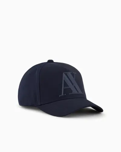 Armani Exchange Visor Cap With Logo In Blue