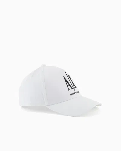 Armani Exchange Visor Cap With Logo In White