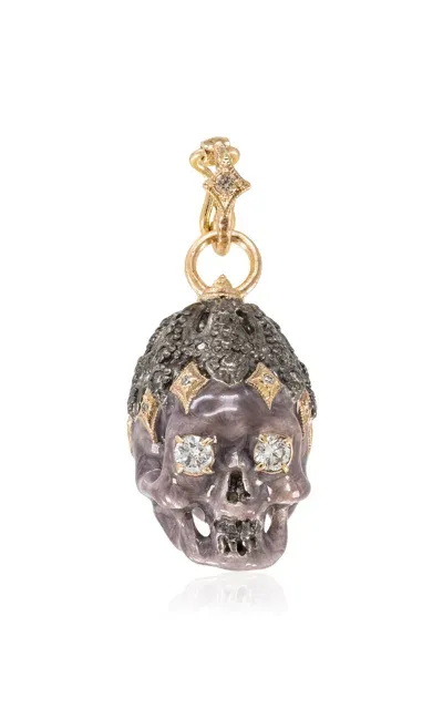 Armenta Skull Enhancer 14k Rose Gold And Sterling Silver Enamel Charm In Nude