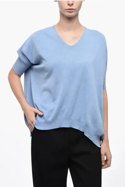 Arovescio Dropped-shoulder Sweater With Assymmetric Hem In Blue