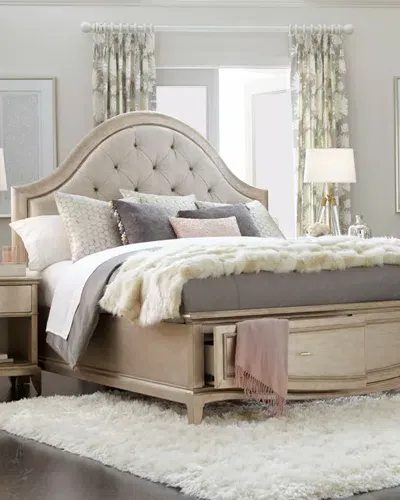 A.r.t. Furniture Montane Tufted King Bed With Drawers In Silver