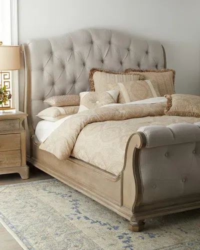 A.r.t. Furniture Summerlynn Upholstered King Sleigh Bed In Scrubbed Oak