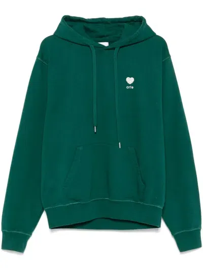 Arte Heart Flower Hoodie In Green