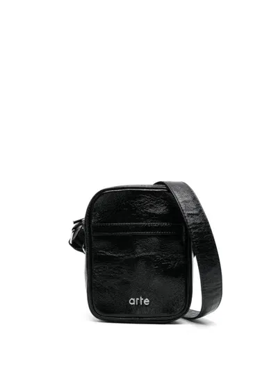 Arte Shiny Messenger Bag In Black