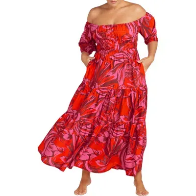 Artesands Les Fauves Handel Cotton Cover-up Dress In Red