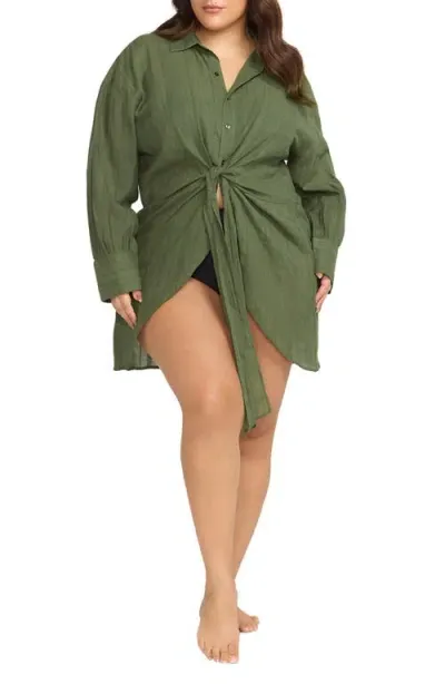 Artesands Mahler Resort Wear Cover-up Shirt In Olive