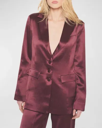 As By Df Collins Satin Boyfriend Blazer In Decadent Wine