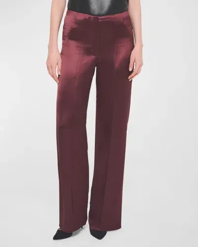 As By Df Collins Satin Trousers In Decadent Wine