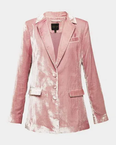 As By Df Fiona Velvet Boyfriend Blazer In Blush Pink