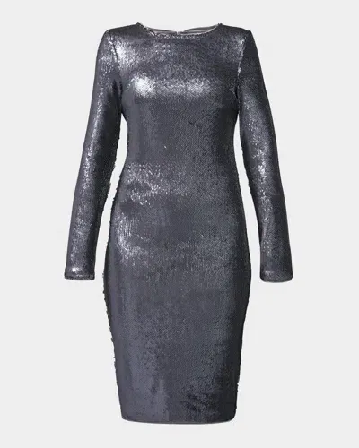 As By Df Lullaby Sequined Satin Dress In Gunmetal Sequin