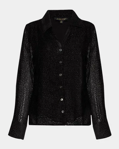 As By Df Savannah Velvet Burnout Blouse In Black