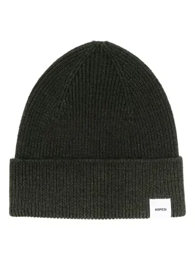 Aspesi Logo-patch Beanie In Green