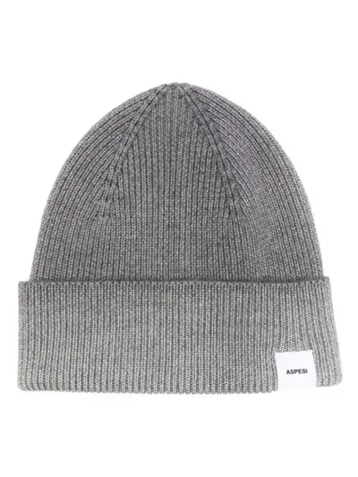 Aspesi Logo-patch Beanie In Grey