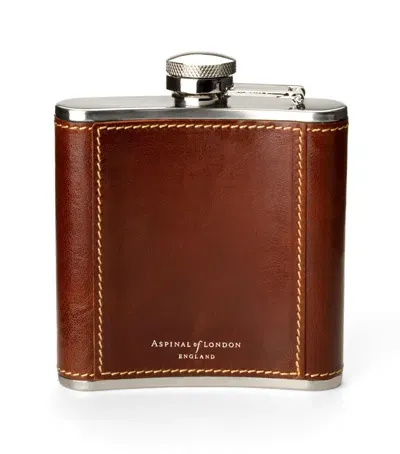 Aspinal Of London Classic 5oz Leather Hip Flask In Burgundy