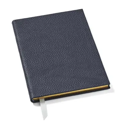 Aspinal Of London Leather Bound A5 Notebook In Navy