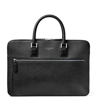 Aspinal Of London Leather Connaught Briefcase In Black